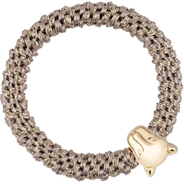 Fat hair tie with panther,  dark sand glitter stripe