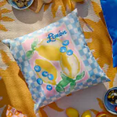 Mediterranean limon ourdoor cushion 43x43, sky bluw