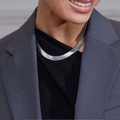 Herringbone necklace L, rhodium