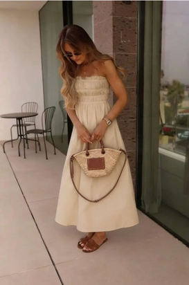 Viscose dress, beige