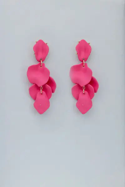 Leaf earrings, strong pink