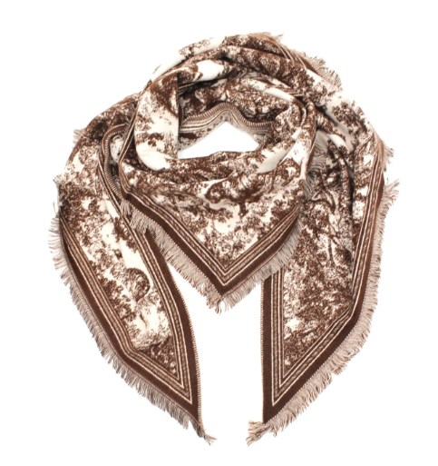 Toile de Jouy scarf, brown