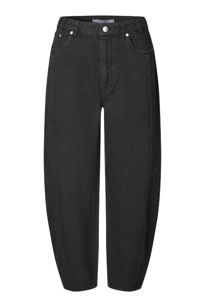 Loana denim barrel jeans, black