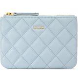 Leather quilted pouch small, ibiza blue
