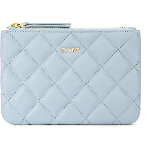 Leather quilted pouch small, ibiza blue