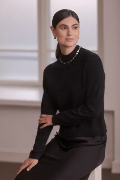 Karlea long sleeve mock neck sweater, black