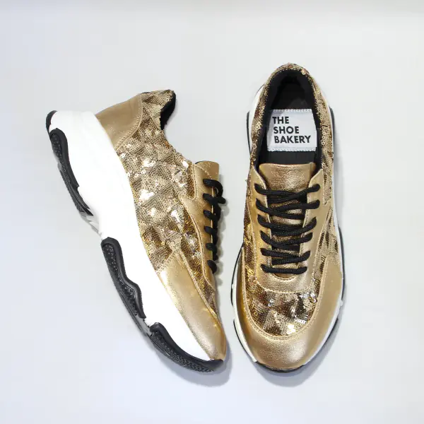 Poppy sneaker, gold glitter