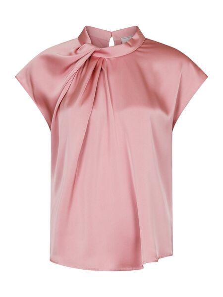Fleur drapy satin blouse, light pink