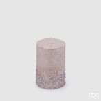 Rustic glitter candle 10cm, antique pink