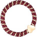 Fat hair tie with heart, maroon glitter mix
