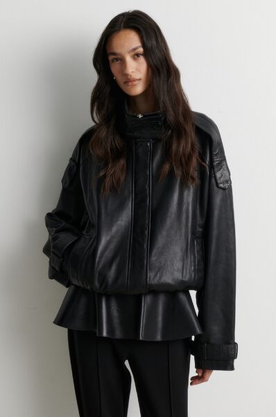 Aluka leather jacket, black