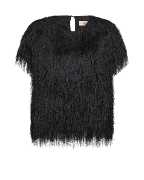 Brim faux fur tee, black