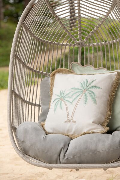 Cushion palm tree, white/turquoise
