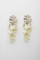 Leaf big stone earrings, offwhite