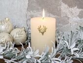 Spear for candle with red deer, brass