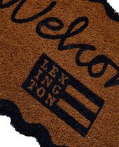 Welcome coir fibre door mat 45x90cm, natural/blue