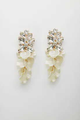 Leaf big stone earrings, offwhite