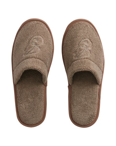 Embroidery slippers, taupe beige