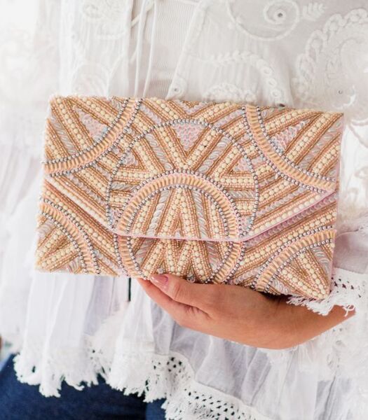 Käsilaukku, pinkki/beige