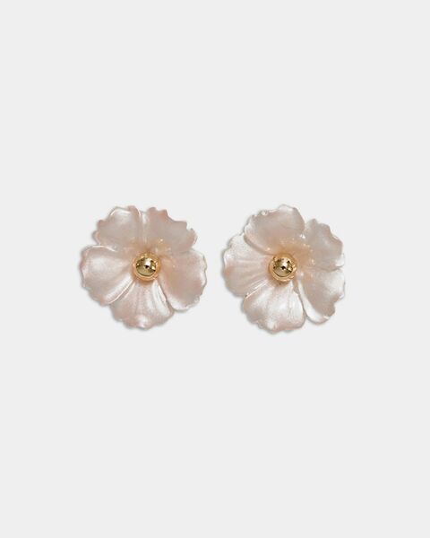 Iris flower earrings, pearl white