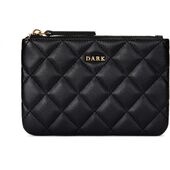 Leather quilted pouch small, black