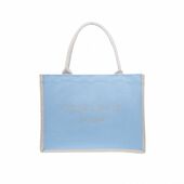 Canvas tote "C'est la vie" medium, ibiza blue/sand