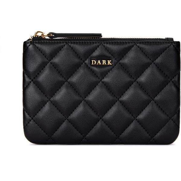 Leather quilted pouch small, black