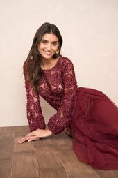 Rosette blouse, bordeaux