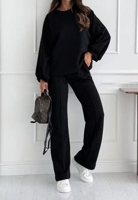 Viscose Sweatshirt & pants set, Black