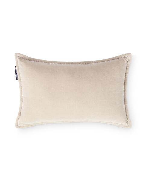 Logo Organic Cotton Velvet Pillow 30x50, Beige