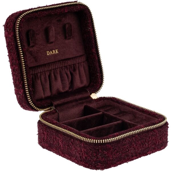 Tweed jewellery box mini, bordeaux