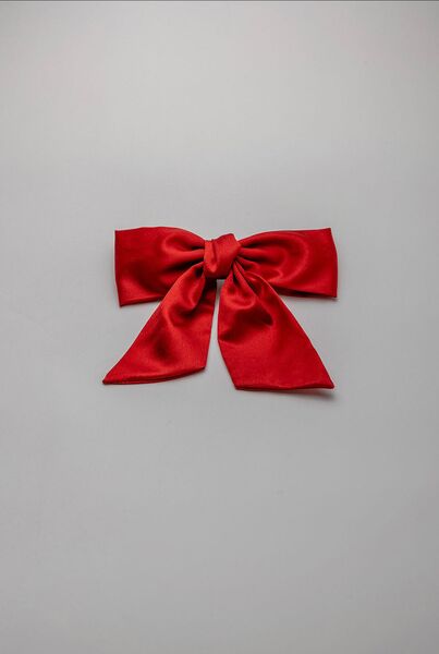 Bow hair clip satin, red