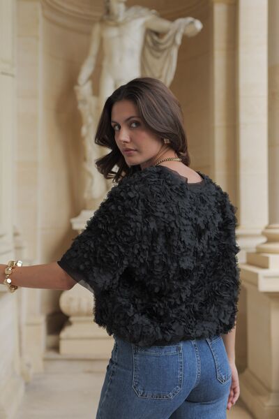 Textured rose shirt, noir