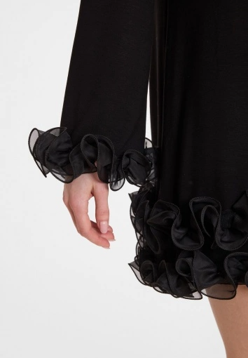 Dress with big ruffle, black