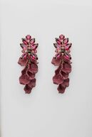 Leaf big stone earrings, burgundy