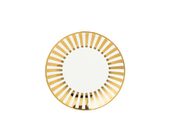 Box of 4 plate striped porcelain, gold colored/white