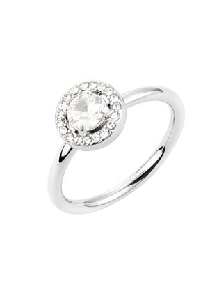 Halo crystal ring, silver