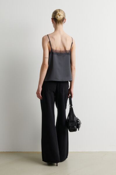 Glimps lace strap top, asphalt