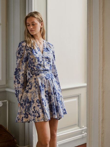 Marise print dress, light blue