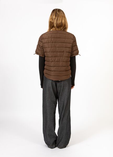 Asta quilted short sleeved jacket, chocolate brown