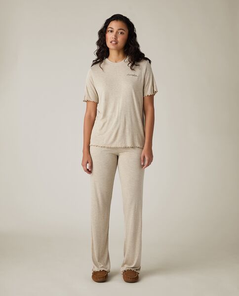 Jersey pajama set, light beige melange