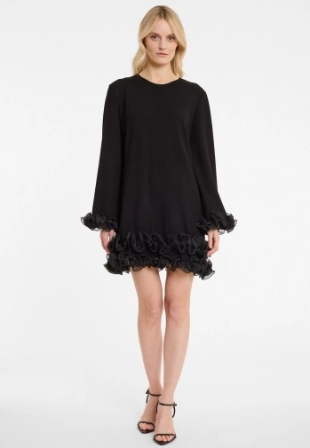 Dress with big ruffle, black