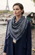 Pattern wool blend scarf, navy