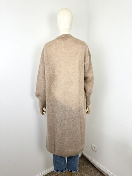 Long mohair cardigan, taupe