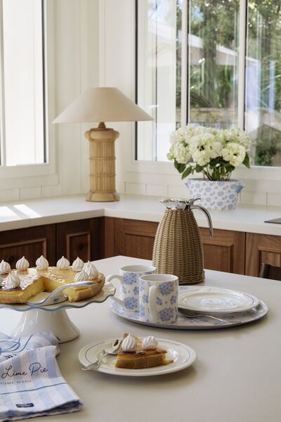 Floral Stoneware Mug, Blue/White