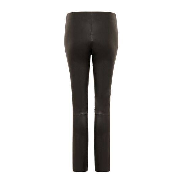 Cropped leather leggings, black