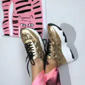 Poppy sneaker, gold glitter
