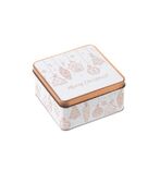 Peltirasia 12x12x6,5cm, kulta/valkoinen