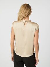 Fleur drapy satin blouse, dark sand