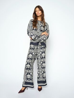 Measa linocut pant long, salute navy